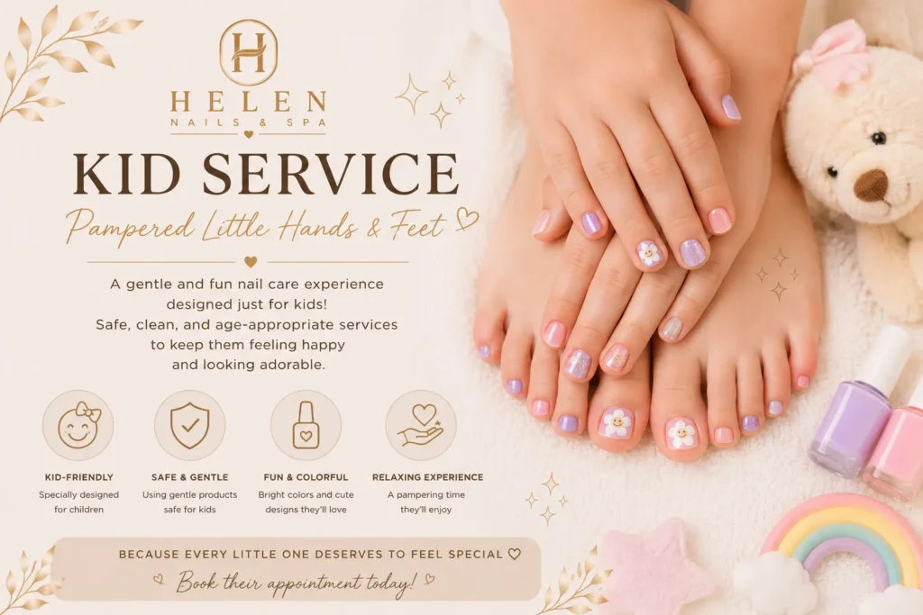 Kid-friendly manicure and pedicure service at Helen Nails & Spa Jersey City
