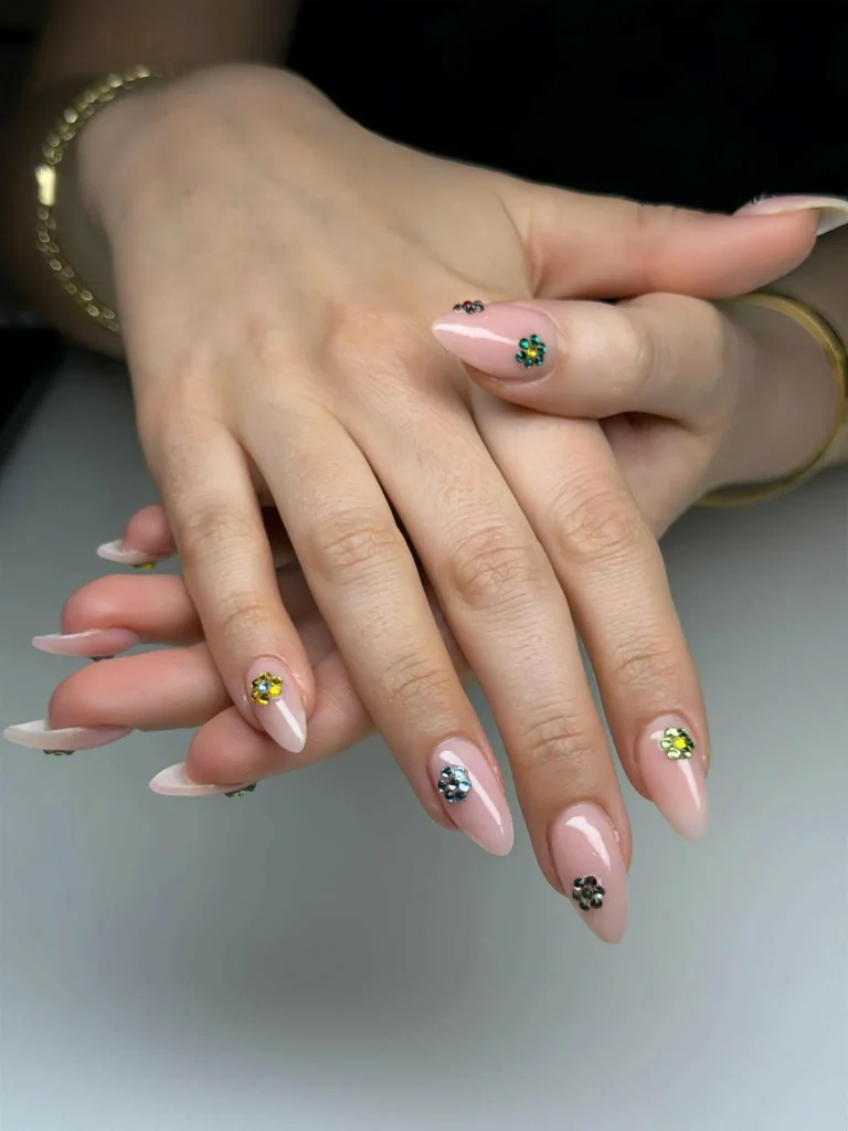 Elegant almond-shaped gel manicure at Helen Nails & Spa in Jersey City