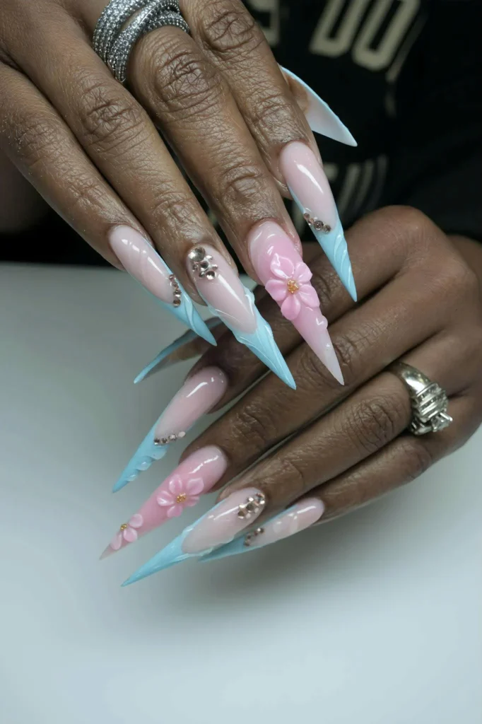 Acrylic nail design at Helen Nails & Spa in Jersey City