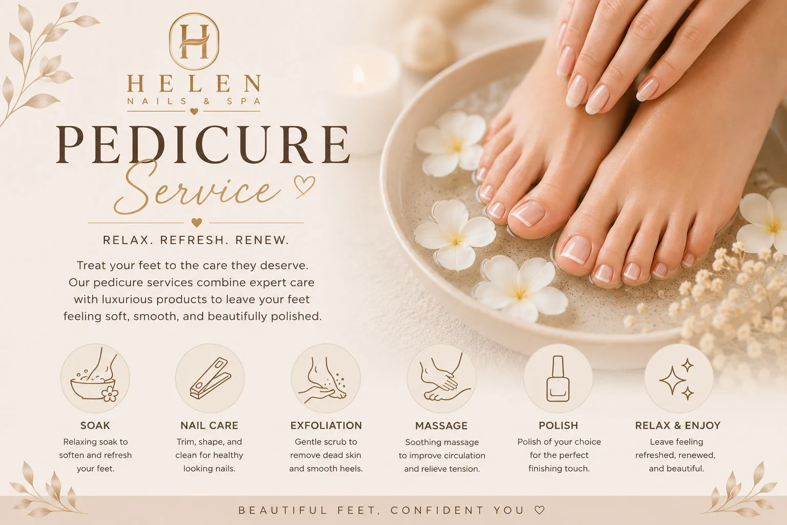 Pedicure service at Helen Nails & Spa in Jersey City